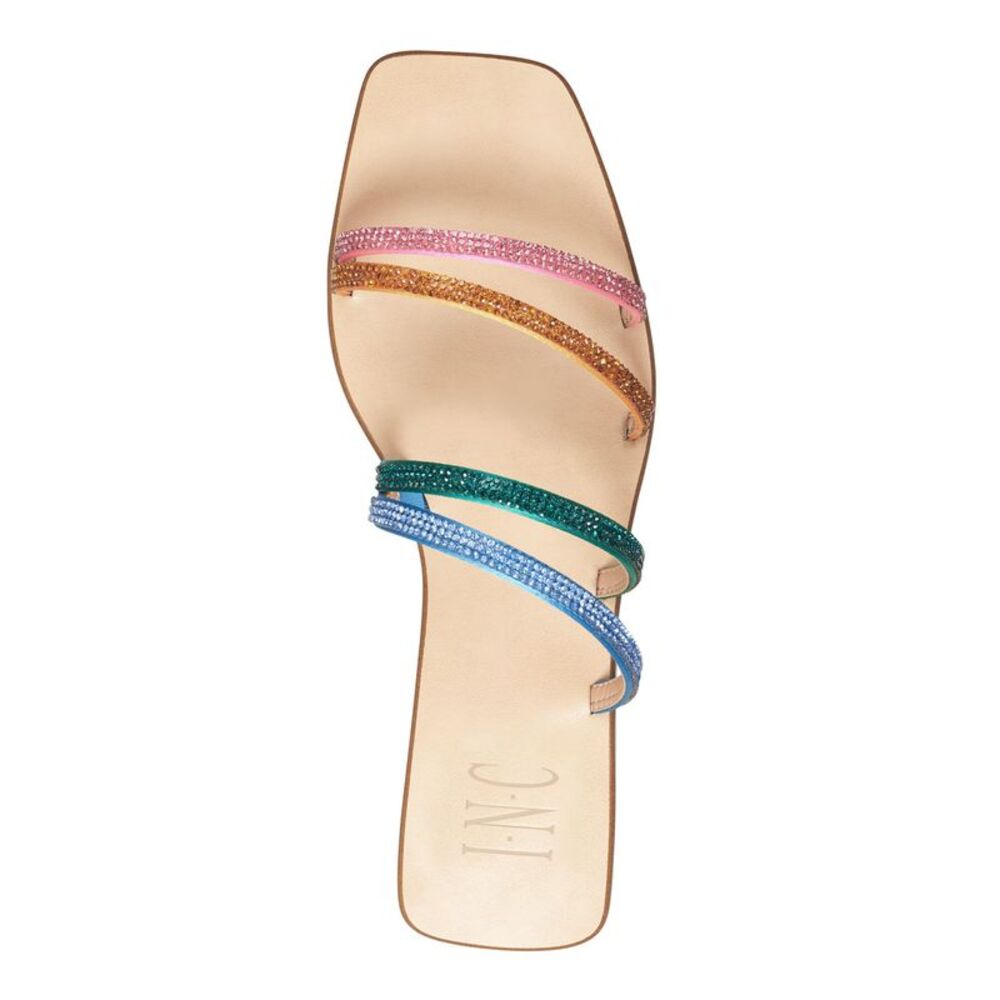 INC Womens Navy Rhinestone Detail Piera Square Toe Slip On Slide Sandals 6.5 M - Picture 3 of 4